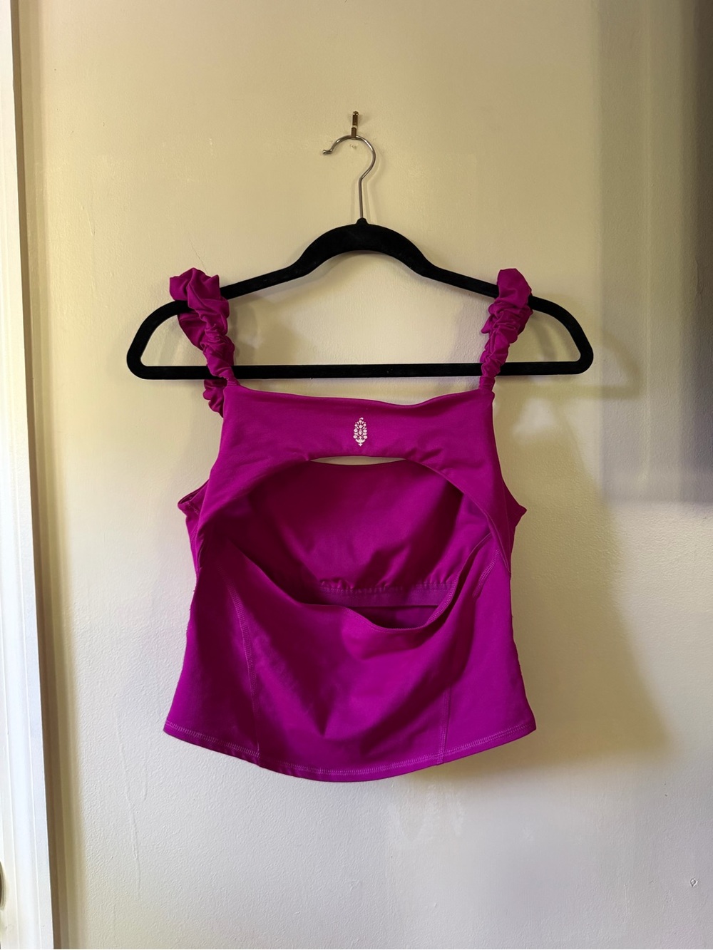 FP Movement by Free People Ruffle-Strap Cutout Tank Top - Fuchsia size Medium - Picture 3 of 6